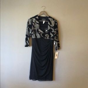 Petite Black & Silver Dress with Bolero Jacket